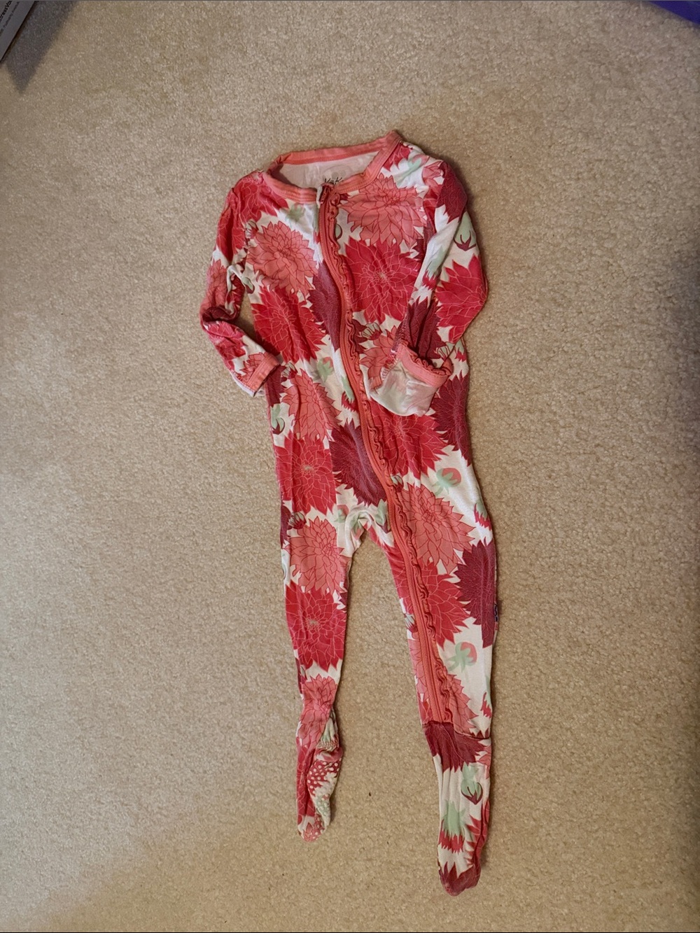 Kickee Pants Red and Pink Floral Zip Footed Sleep Sack